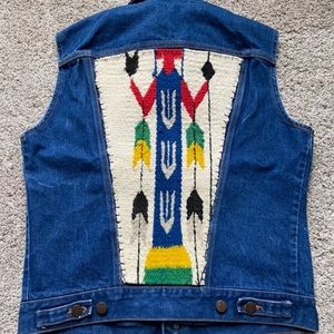 WRANGLER Aztec Tribal Print Denim Vest